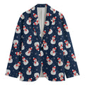 Xmas Snowman Pattern Print Men's Cotton Blazer