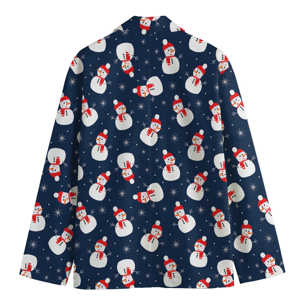 Xmas Snowman Pattern Print Men's Cotton Blazer