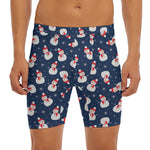 Xmas Snowman Pattern Print Men's Long Boxer Briefs