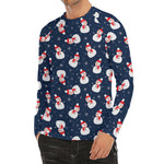 Xmas Snowman Pattern Print Men's Long Sleeve Rash Guard