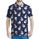 Xmas Snowman Pattern Print Men's Polo Shirt