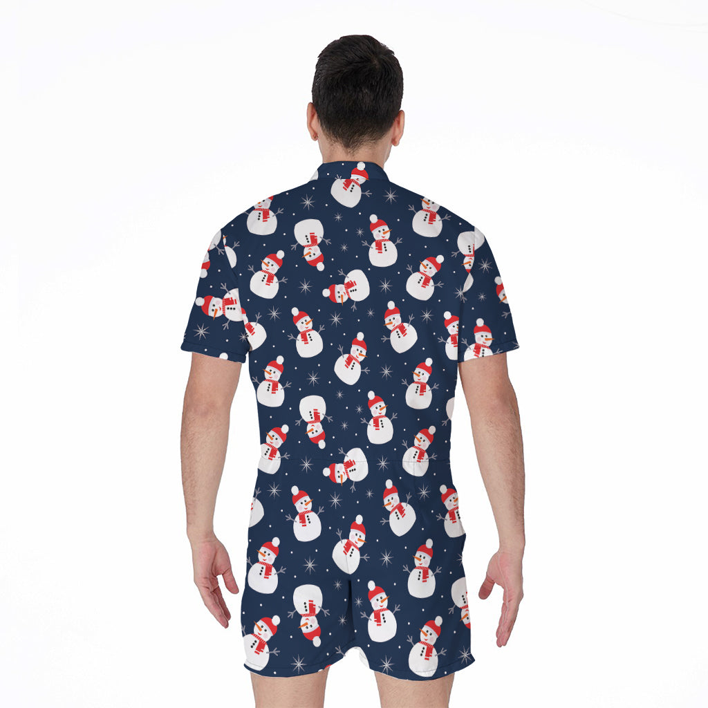 Xmas Snowman Pattern Print Men's Rompers
