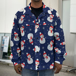 Xmas Snowman Pattern Print Men's Shirt Jacket