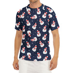 Xmas Snowman Pattern Print Men's Short Sleeve Rash Guard
