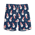 Xmas Snowman Pattern Print Men's Athletic Shorts