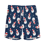 Xmas Snowman Pattern Print Men's Sports Shorts