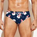 Xmas Snowman Pattern Print Men's Swim Briefs