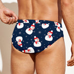 Xmas Snowman Pattern Print Men's Swim Briefs