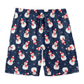 Xmas Snowman Pattern Print Men's Swim Trunks