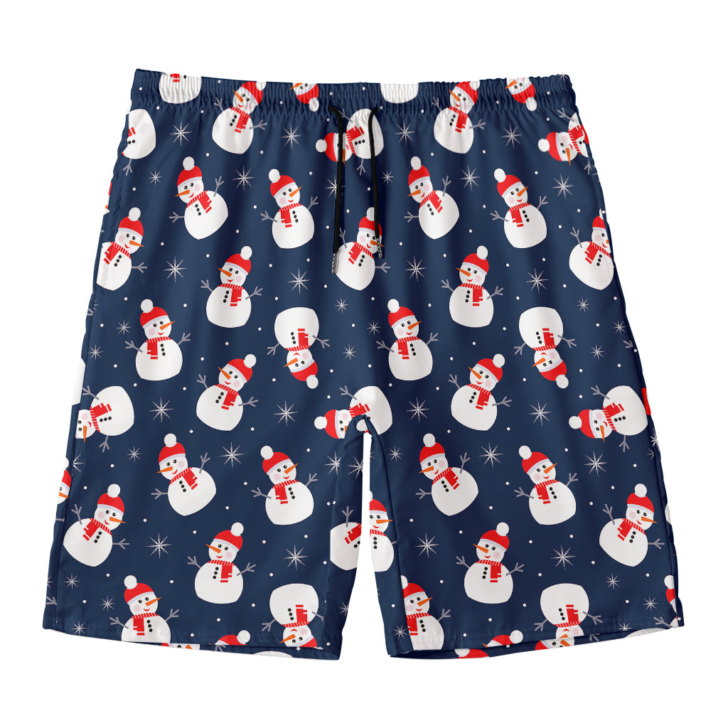 Xmas Snowman Pattern Print Men's Swim Trunks