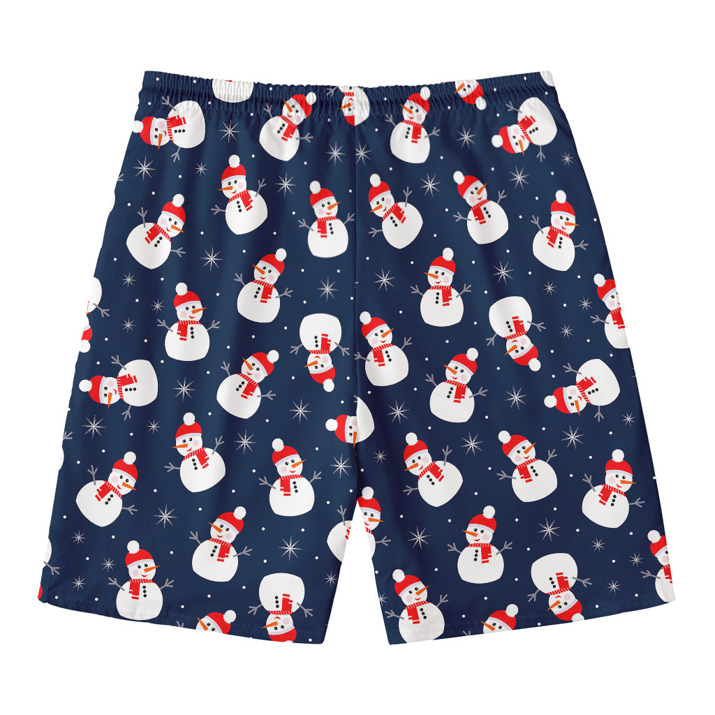 Xmas Snowman Pattern Print Men's Swim Trunks