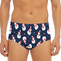 Xmas Snowman Pattern Print Men's Triangle Swim Briefs