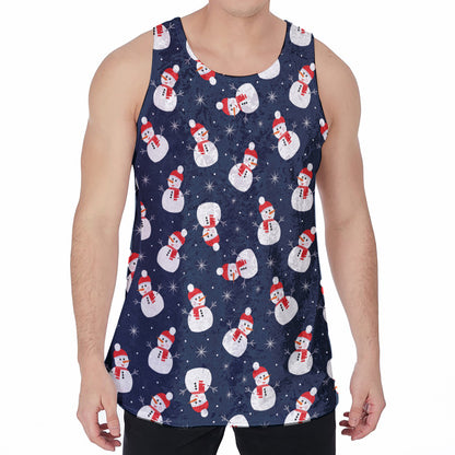 Xmas Snowman Pattern Print Men's Velvet Tank Top