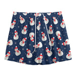 Xmas Snowman Pattern Print Mesh Shorts