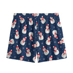 Xmas Snowman Pattern Print Mesh Shorts