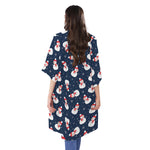 Xmas Snowman Pattern Print Open Front Beach Cover Up