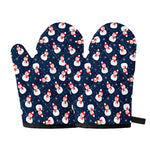 Xmas Snowman Pattern Print Oven Mitts