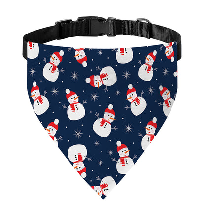 Xmas Snowman Pattern Print Over The Collar Dog Bandana