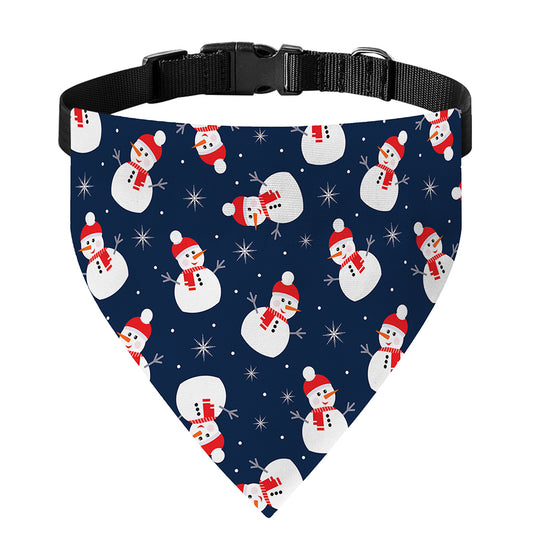 Xmas Snowman Pattern Print Over The Collar Dog Bandana