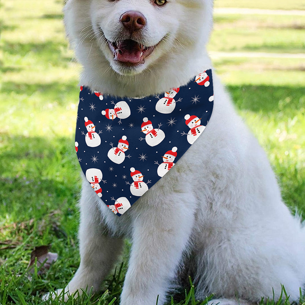 Xmas Snowman Pattern Print Over The Collar Dog Bandana