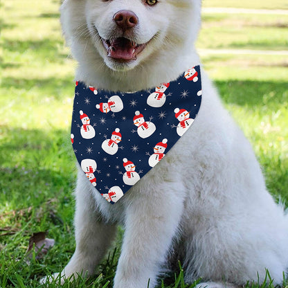 Xmas Snowman Pattern Print Over The Collar Dog Bandana