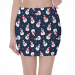 Xmas Snowman Pattern Print Pencil Mini Skirt
