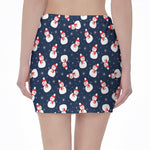 Xmas Snowman Pattern Print Pencil Mini Skirt