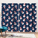 Xmas Snowman Pattern Print Pencil Pleat Curtains