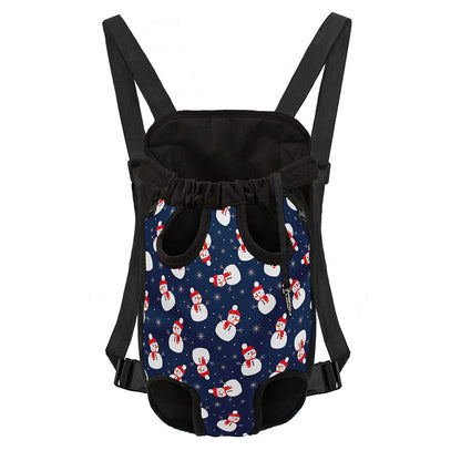 Xmas Snowman Pattern Print Pet Carrier Backpack