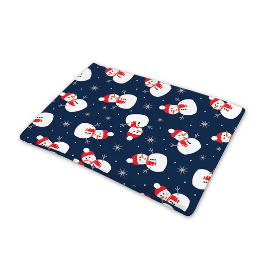 Xmas Snowman Pattern Print Pet Cooling Mat Cover