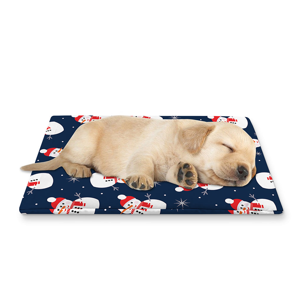 Xmas Snowman Pattern Print Pet Cooling Mat Cover