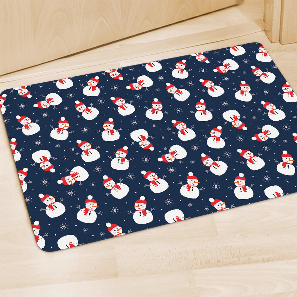 Xmas Snowman Pattern Print Polyester Doormat