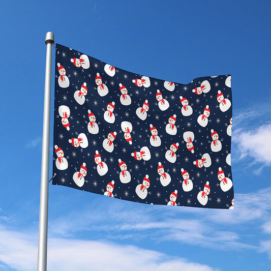 Xmas Snowman Pattern Print Polyester Flag