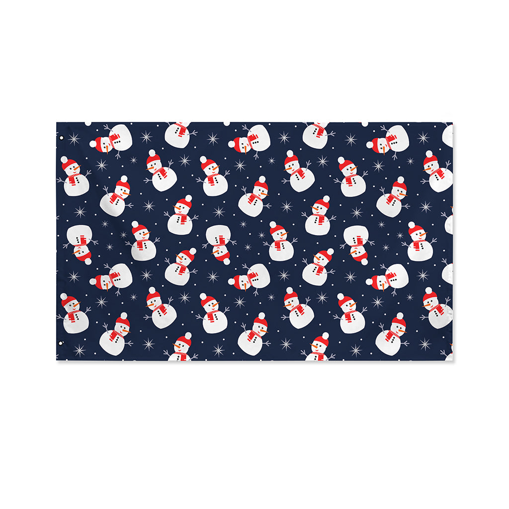 Xmas Snowman Pattern Print Polyester Flag
