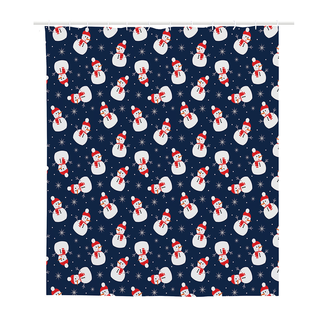 Xmas Snowman Pattern Print Polyester Shower Curtain