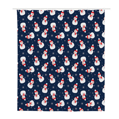 Xmas Snowman Pattern Print Polyester Shower Curtain