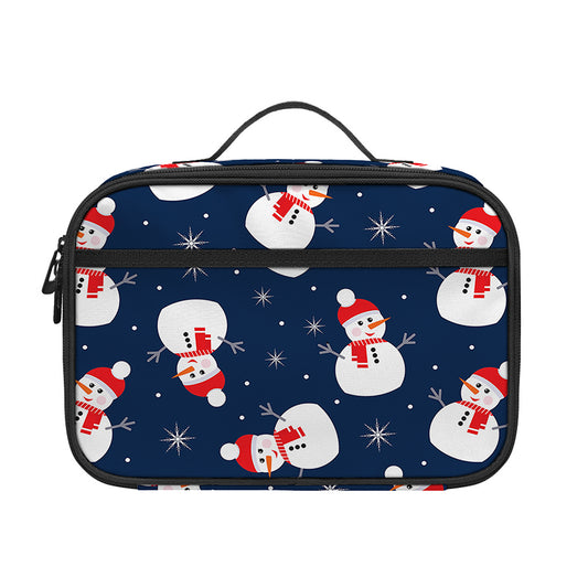 Xmas Snowman Pattern Print Portable Lunch Bag