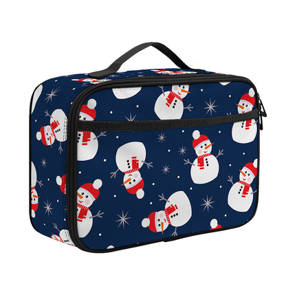 Xmas Snowman Pattern Print Portable Lunch Bag