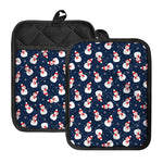 Xmas Snowman Pattern Print Pot Holders With Pocket