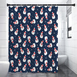 Xmas Snowman Pattern Print Premium Shower Curtain