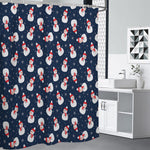 Xmas Snowman Pattern Print Premium Shower Curtain