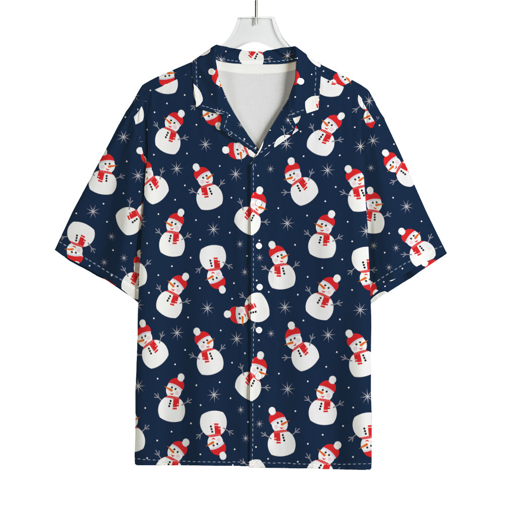 Xmas Snowman Pattern Print Rayon Hawaiian Shirt