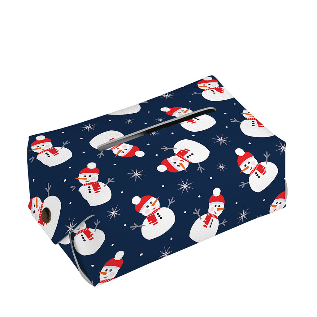 Xmas Snowman Pattern Print Rectangle Tissue Box Cover