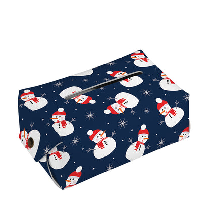 Xmas Snowman Pattern Print Rectangle Tissue Box Cover