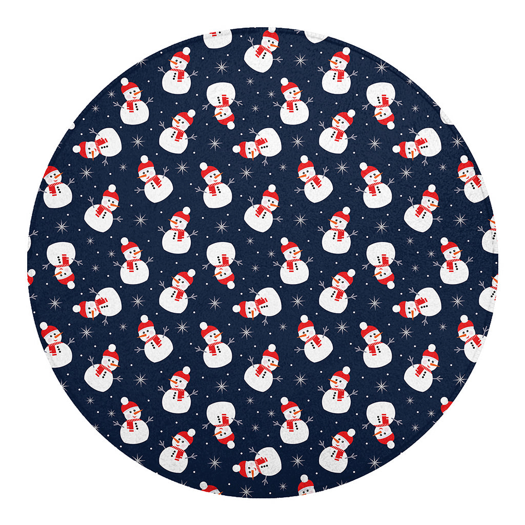 Xmas Snowman Pattern Print Round Blanket