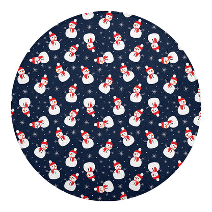 Xmas Snowman Pattern Print Round Blanket