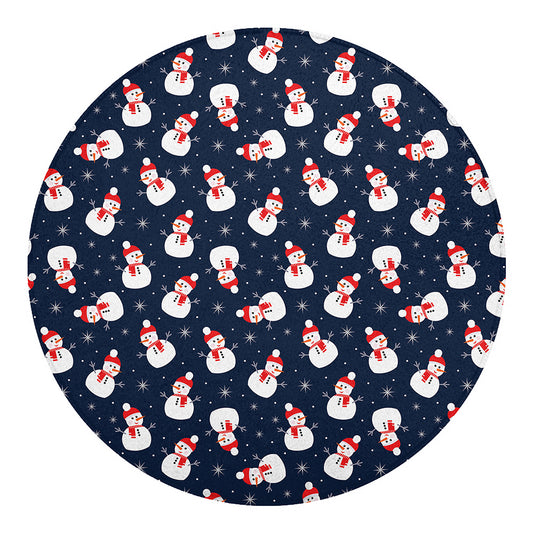 Xmas Snowman Pattern Print Round Blanket