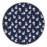 Xmas Snowman Pattern Print Round Floor Mat