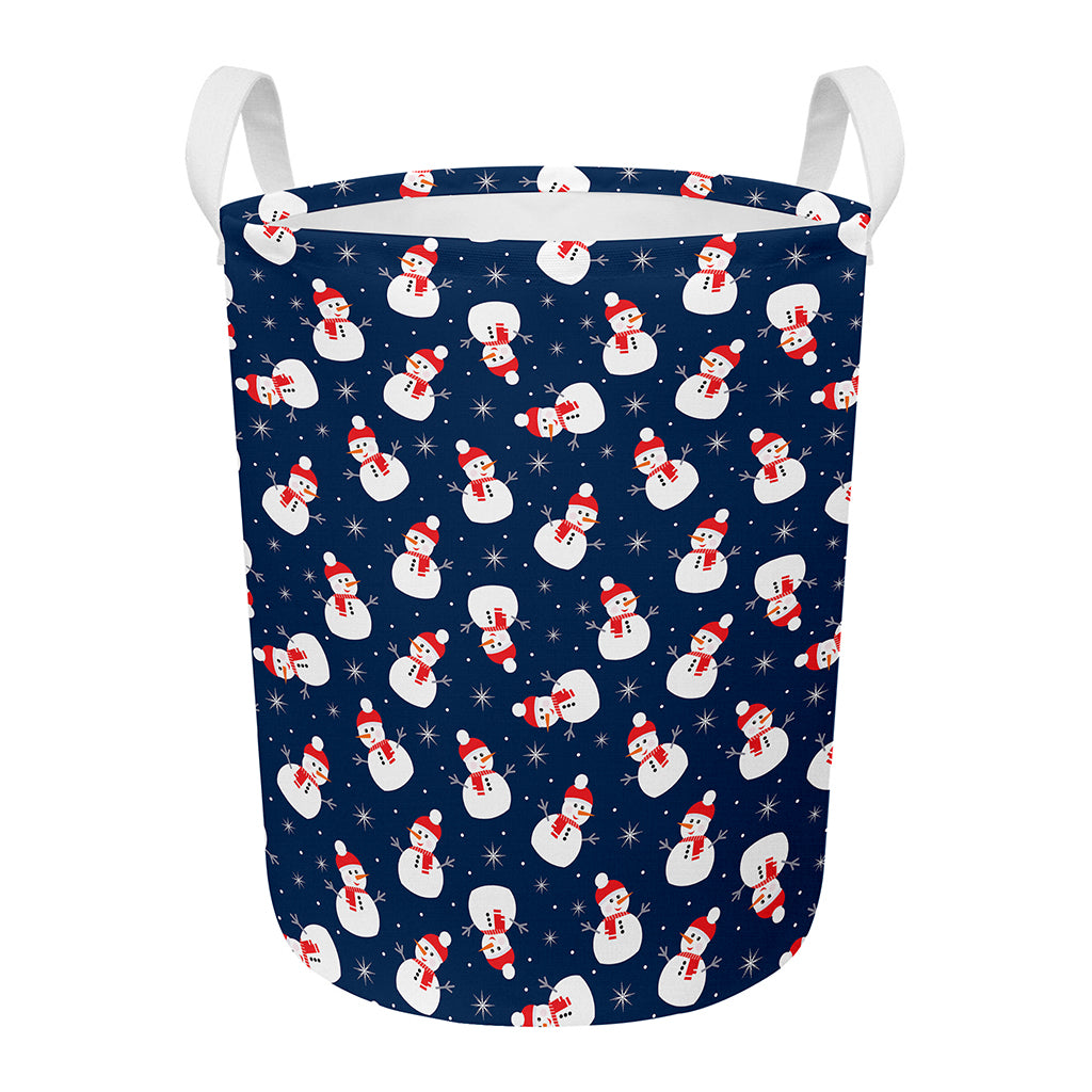 Xmas Snowman Pattern Print Round Laundry Basket