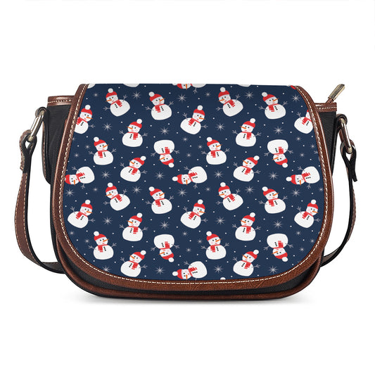 Xmas Snowman Pattern Print Saddle Bag
